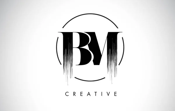 BM Brush Stroke Letra Logo Design. Logotipo de pintura negro Leters Icono — Vector de stock