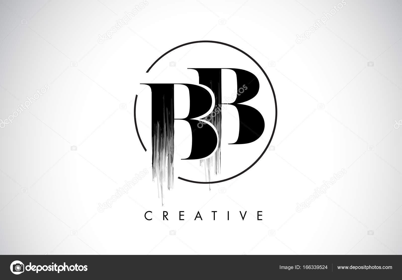BB Brush Stroke Letter Logo Design. Black Paint Logo