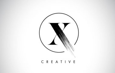 Fırça konturu mektup Logo tasarımı x. Siyah boya Logo tür simgesi.