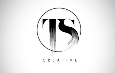 TS fırça konturu mektup Logo tasarımı. Siyah boya Logo tür simgesi