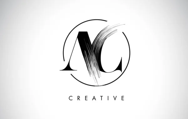 Création de Logo AC Brush Stroke lettre. Peinture noire Logo lettres icône — Image vectorielle