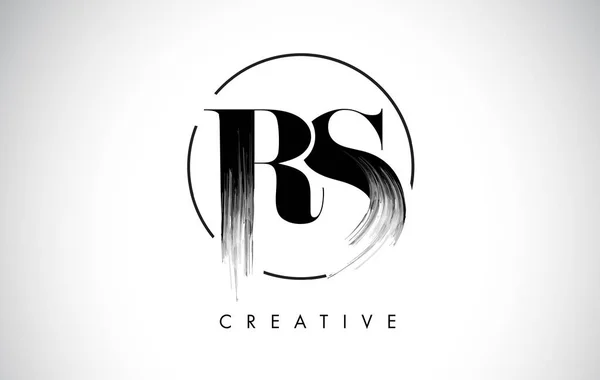 RS Brush Stroke lettre Logo Design. Peinture noire Logo lettres icône — Image vectorielle