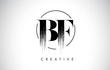 BF fırça konturu mektup Logo tasarımı. Siyah boya Logo tür simgesi