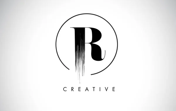 R Brush Stroke Carta Logo Design. preto pintura logotipo leters ícone . — Vetor de Stock