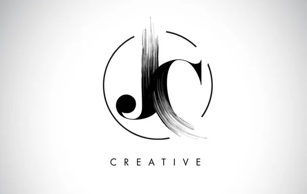 Création de Logo JC Brush Stroke lettre. Peinture noire Logo lettres icône — Image vectorielle