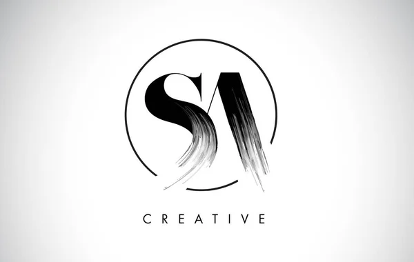 SA Brush Stroke Carta Logo Design. preto pintura logotipo leters ícone — Vetor de Stock