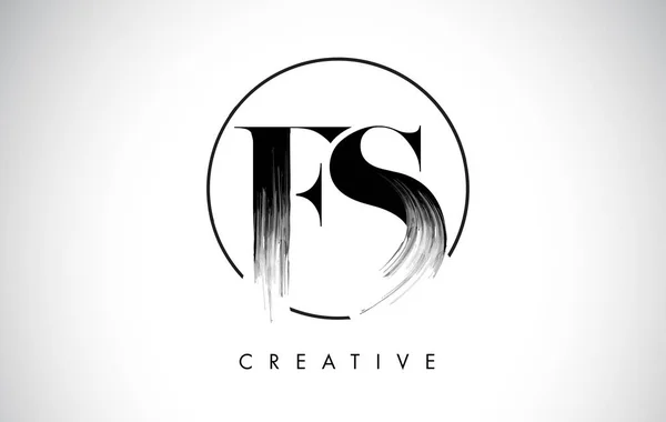 FS Brush Stroke Carta Logo Design. preto pintura logotipo leters ícone — Vetor de Stock