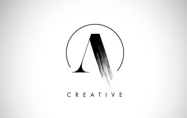 Bir fırça konturu mektup Logo tasarımı. Siyah boya Logo tür simgesi.