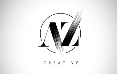 Az fırça konturu mektup Logo tasarımı. Siyah boya Logo tür simgesi