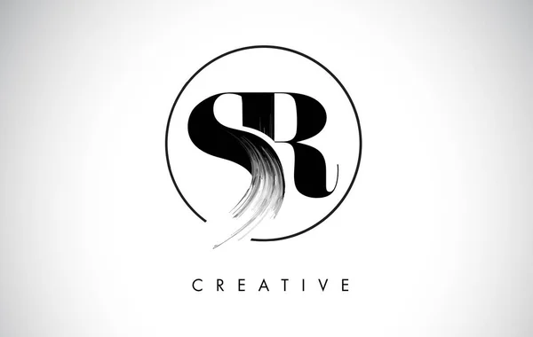 SR Brush Stroke Letra Logo Design. Logotipo de pintura negro Leters Icono — Vector de stock