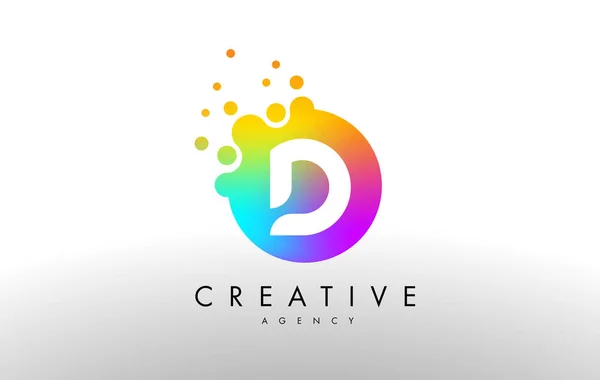 D Arco-íris Dots carta logotipo. Carta Design Vector com D colorido —  Vetores de Stock