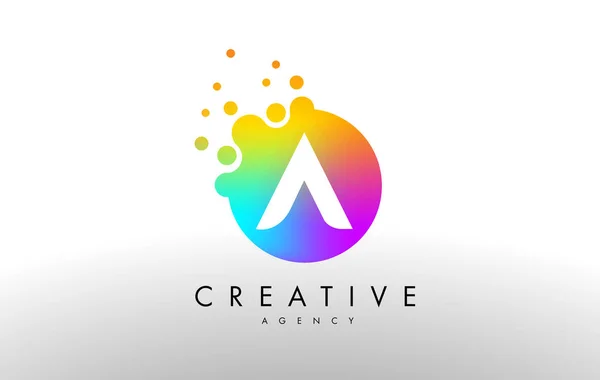 Um logotipo de carta de pontos arco-íris. Carta Design Vector com D colorido —  Vetores de Stock
