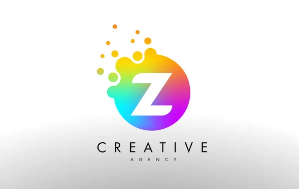 Logo de lettre Z Rainbow Dots. Lettre vecteur de conception avec D coloré — Image vectorielle