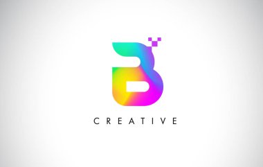 B renkli Logo mektup tasarlamak vektör. Yaratıcı gökkuşağı gradyan 