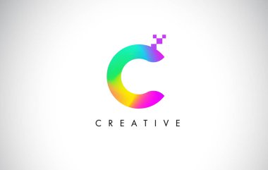 C renkli Logo mektup tasarlamak vektör. Yaratıcı gökkuşağı gradyan 