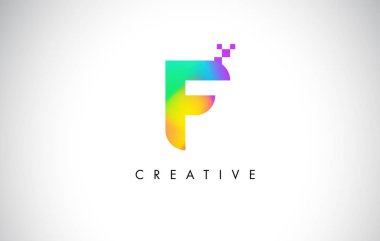 F renkli Logo mektup tasarlamak vektör. Yaratıcı gökkuşağı gradyan 