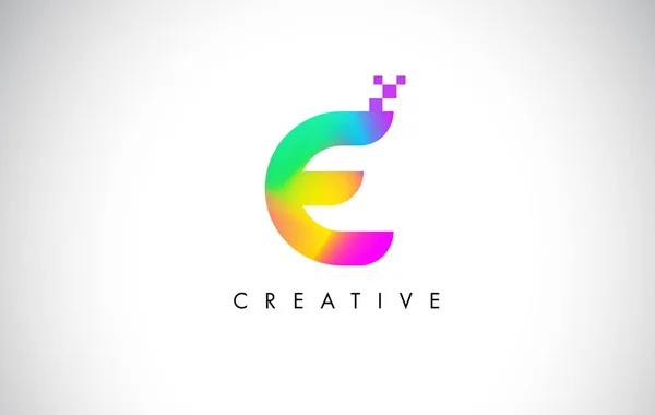 E vecteur coloré de conception de lettre de logo. Gradient Arc-en-ciel créatif — Image vectorielle