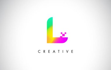 L renkli Logo mektup tasarlamak vektör. Yaratıcı gökkuşağı gradyan 