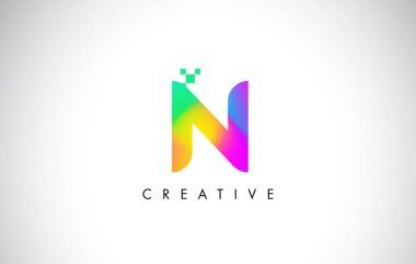 N renkli Logo mektup tasarlamak vektör. Yaratıcı gökkuşağı gradyan 