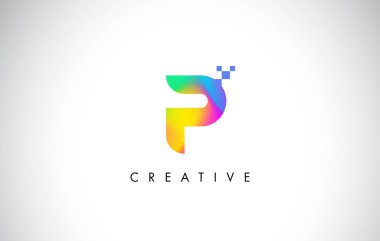P renkli Logo mektup tasarlamak vektör. Yaratıcı gökkuşağı gradyan 