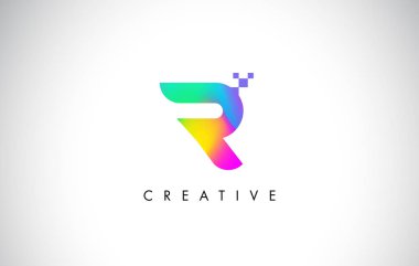 R renkli Logo mektup tasarlamak vektör. Yaratıcı gökkuşağı gradyan 