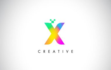 Renkli Logo mektup tasarlamak vektör x. Yaratıcı gökkuşağı gradyan 
