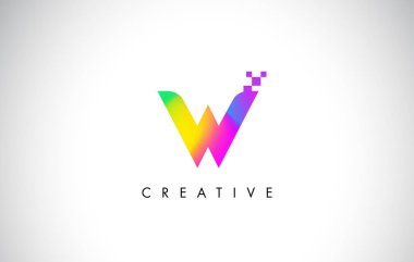 W renkli Logo mektup tasarlamak vektör. Yaratıcı gökkuşağı gradyan 