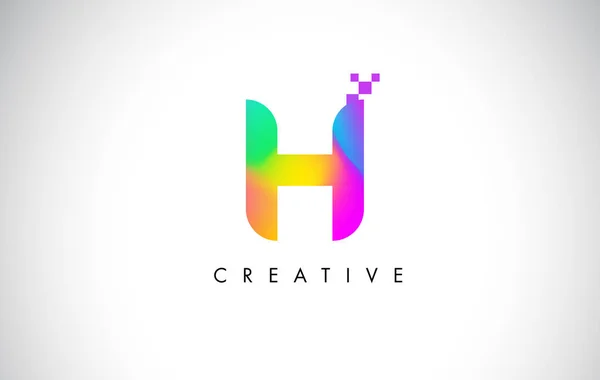 H Vector de diseño de letras de logotipo colorido. Gradiente de arco iris creativo — Vector de stock
