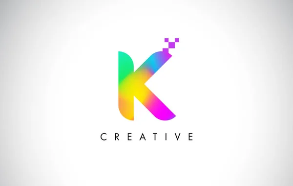 K 五颜六色的 Logo 字母设计矢量。创意彩虹渐变 — 图库矢量图片