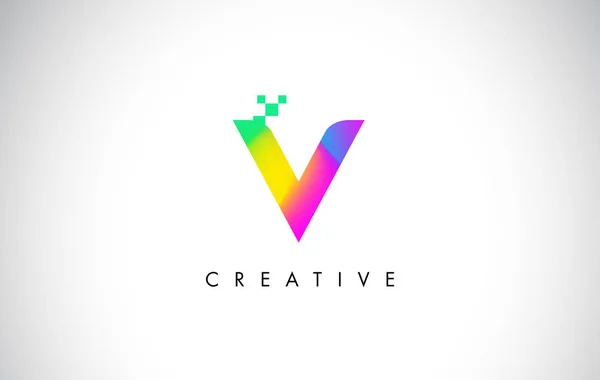 V logó színes levél Design vektor. Kreatív szivárvány színátmenet — Stock Vector