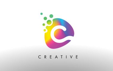 C renkli Logo tasarım şekli. Mor soyut şekil mektup simgesi.