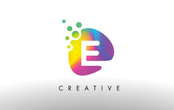 E Разноцветный дизайн логотипа формы. Фиолетовая абстрактная икона . — стоковый вектор