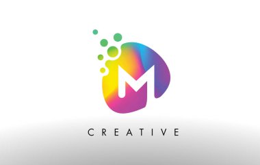 M renkli Logo tasarım şekli. Mor soyut şekil mektup simgesi.