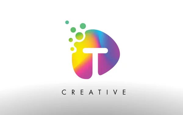 T Forme colorée de conception de logo. Violet forme abstraite Lettre Icône . — Image vectorielle