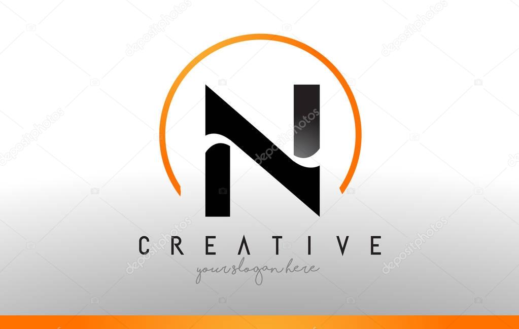 N Letter Logo Design with Black Orange Color. Cool Modern Icon Letters Logo Vector.