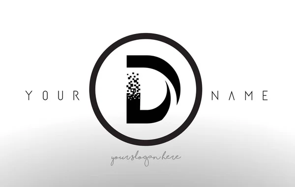 D Logo Lettera con Digital Pixel Tech Design Vector . — Vettoriale Stock