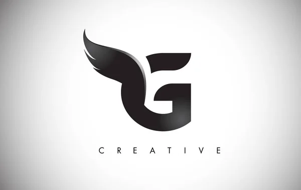 G lettera alette logo design con uccello nero volare Icona ala . — Vettoriale Stock