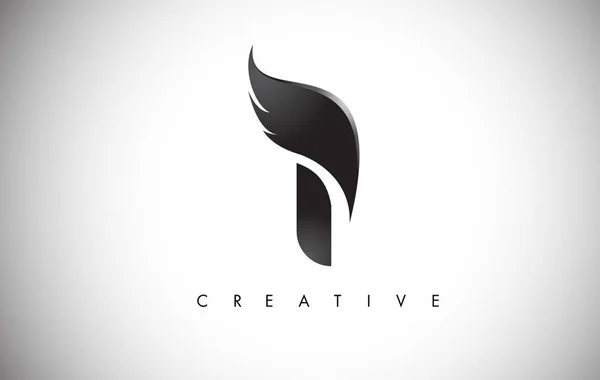 I Lettre Ailes Logo Design avec Black Bird Fly Wing Icône . — Image vectorielle