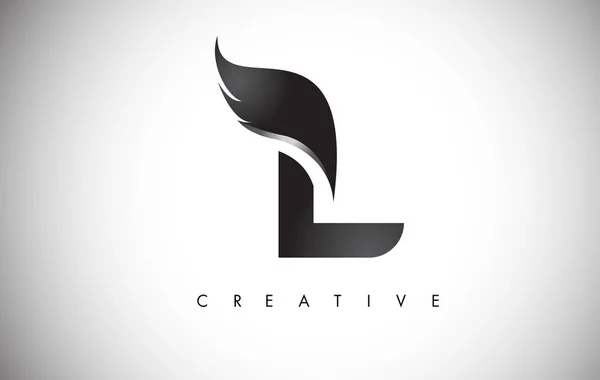 L lettre ailes logo conception avec Black Bird Fly Wing Icône . — Image vectorielle