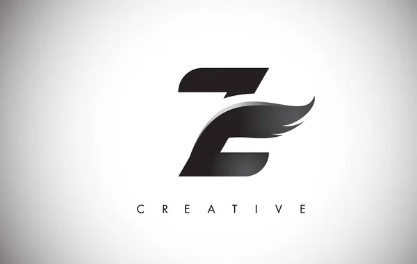 Z lettre ailes logo conception avec Black Bird Fly Wing Icône . — Image vectorielle