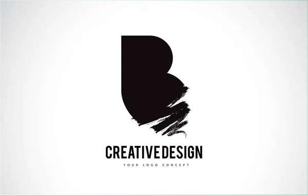 B brief Logo ontwerp verf penseelstreek. Artistieke zwart Paintbru — Stockvector