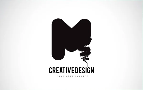 M Lettre Logo Design Brush Paint Stroke. Artistique noir Paintbru — Image vectorielle