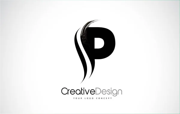 P Letter Design Brush Paint Stroke — Stock Vector