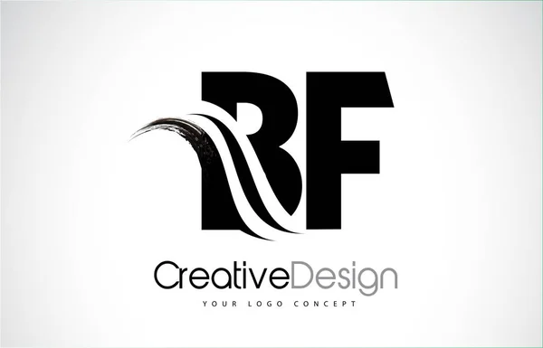 BF B F Creative Brush Black Letters Design With Swoosh — Stock Vector