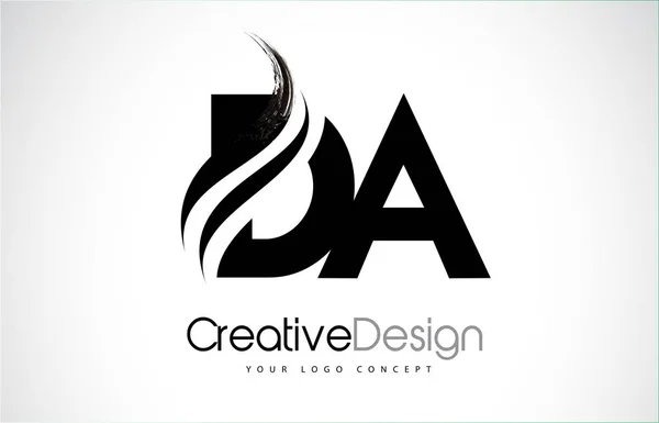 DA D Un pennello creativo Black Letters Design con Swoosh — Vettoriale Stock