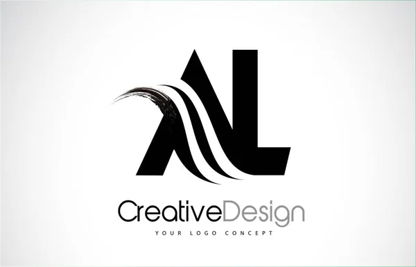 AL A L Creative Brosse Lettres noires Design avec Swoosh — Image vectorielle