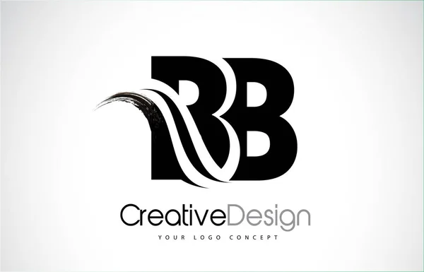 BB B B Creative Brosse Lettres noires Design avec Swoosh — Image vectorielle