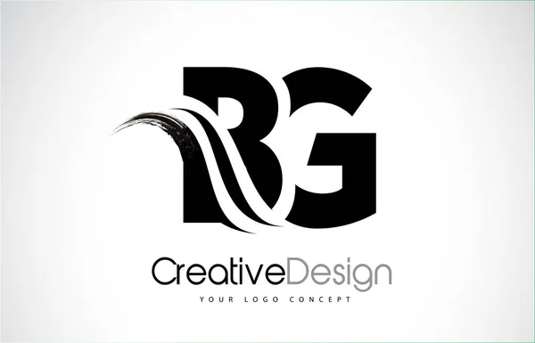BG B G Creative Brosse Lettres noires Design avec Swoosh — Image vectorielle
