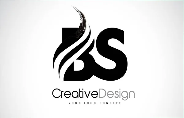 BS B S Creative Brush Black Letters Design With Swoosh — Stock Vector