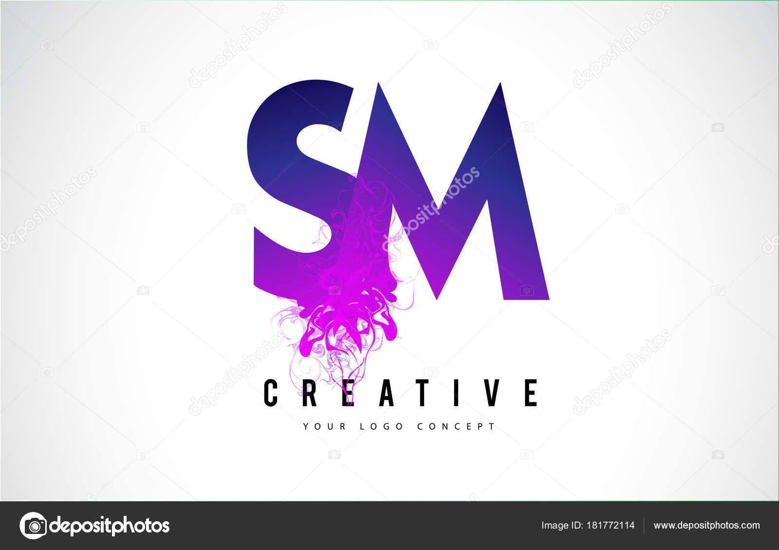 Sm S M Purple Letter Logo Design With Liquid Effect Flowing Vector Image By C Twindesigner Vector Stock
